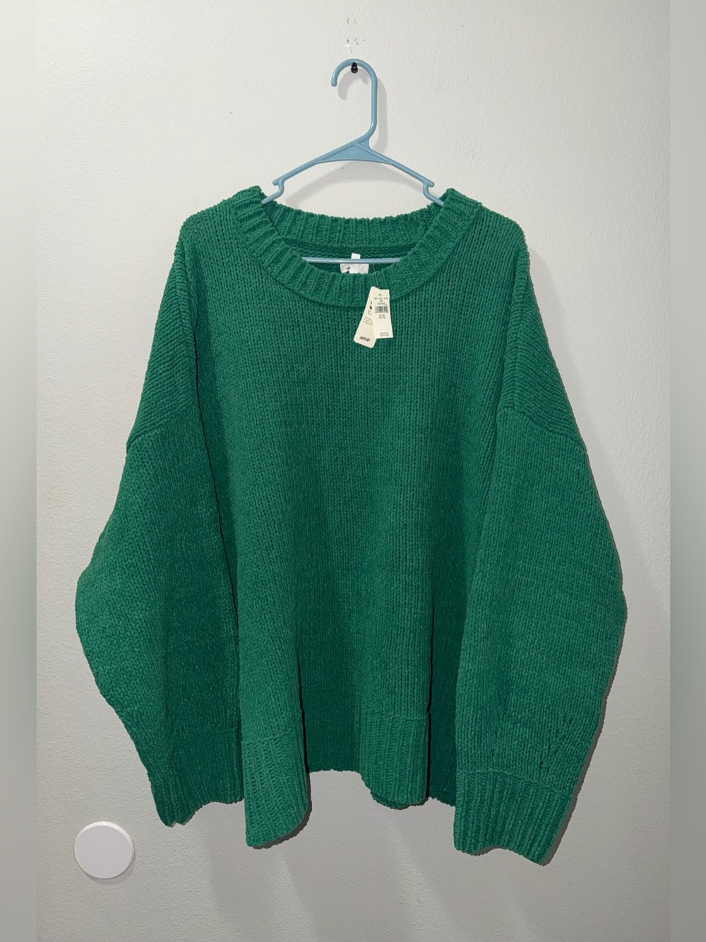 AERIE Sweater Like Candy Crew Oversized Cozy Chunky Jumper Pullover Green XXL